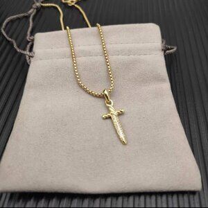 David Yurman Diamond Sword Pendant Necklace
